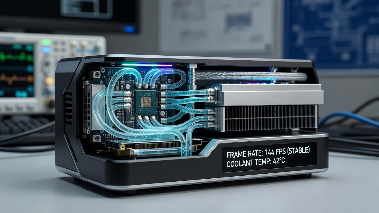Coolant flow path and thermal mapping in a compact console cooling loop