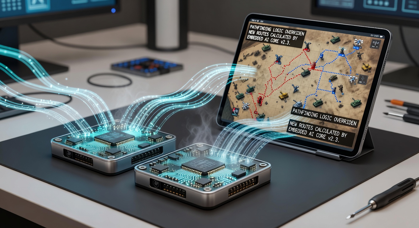 Developer testing pathfinding updates on a portable device with embedded AI acceleration