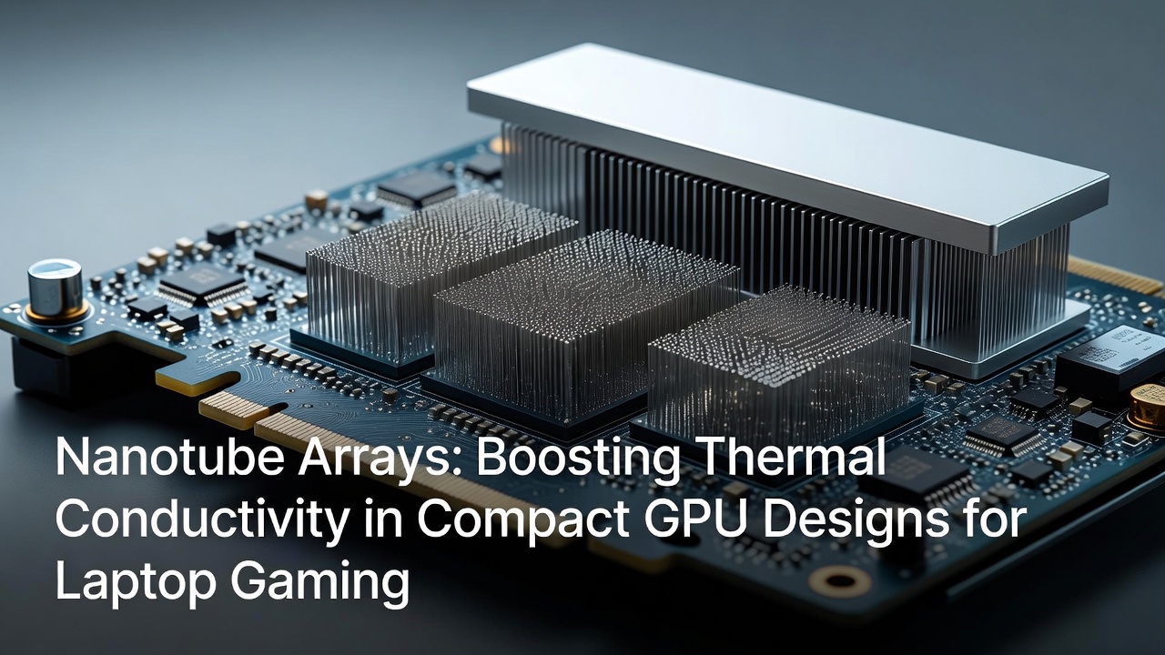 Thermal imaging comparison showing reduced hotspot temperatures in a laptop GPU equipped with nanotube array cooling versus a standard configuration